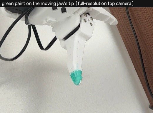 The green paint mark on the moving jaw